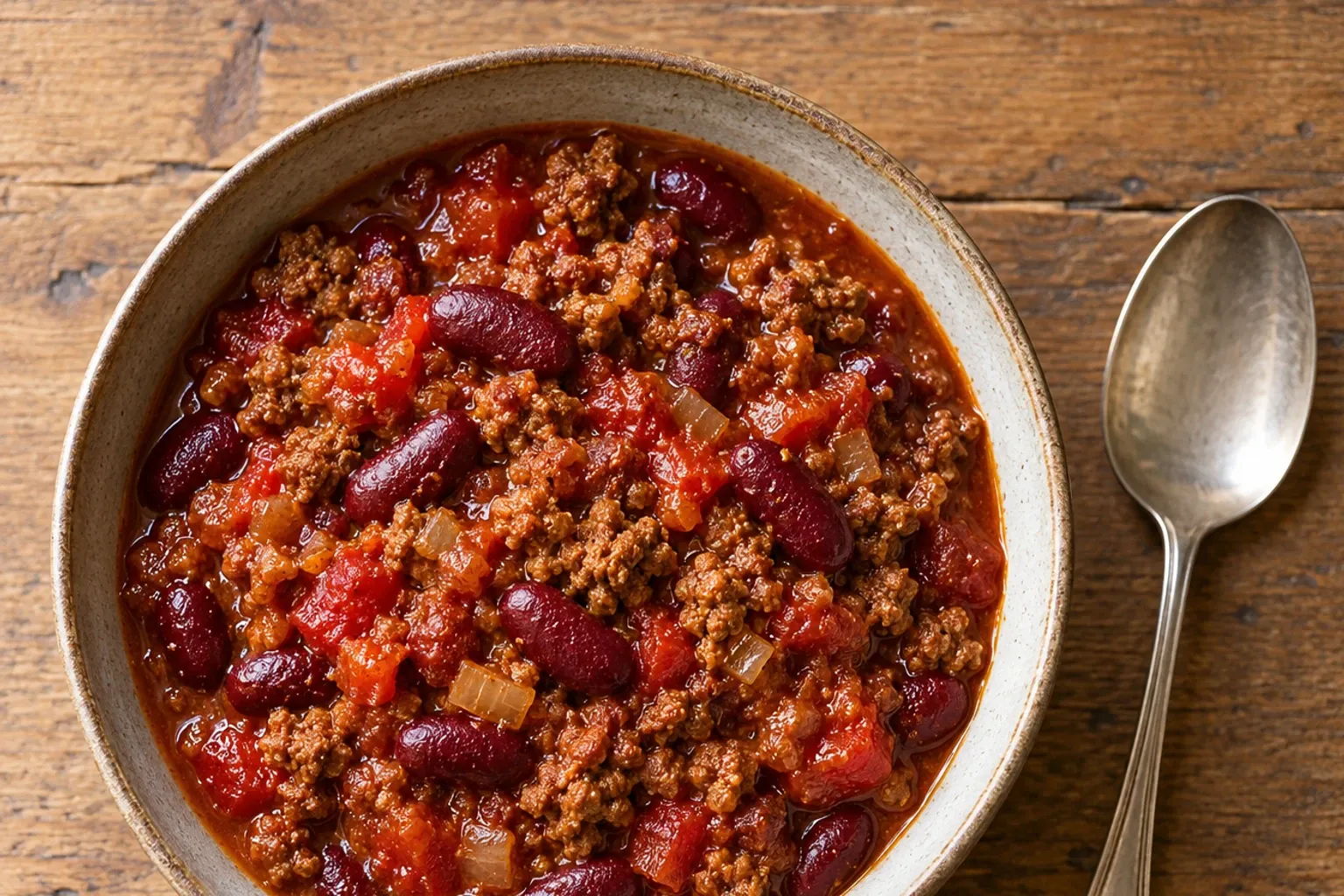 Komrijne kom chili con carne met rundergehakt, kidneybonen en tomaat